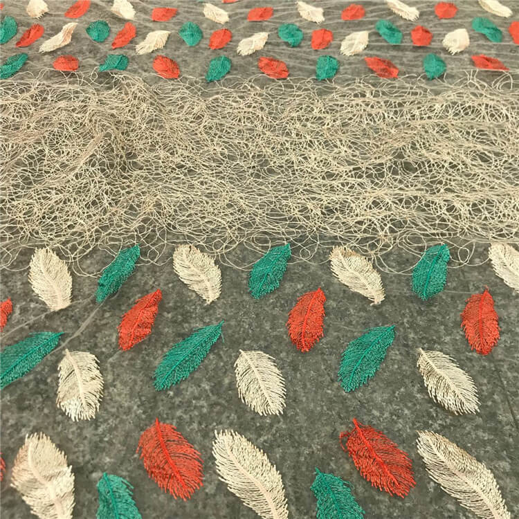 Embroidered Fabric Leaf Polyester for Women's Wear Wholesale Supplier 4